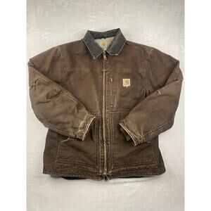 Vintage Carhartt Jacket Mens Large Sherpa Lined Brown Distressed Jacket C61 DKB
